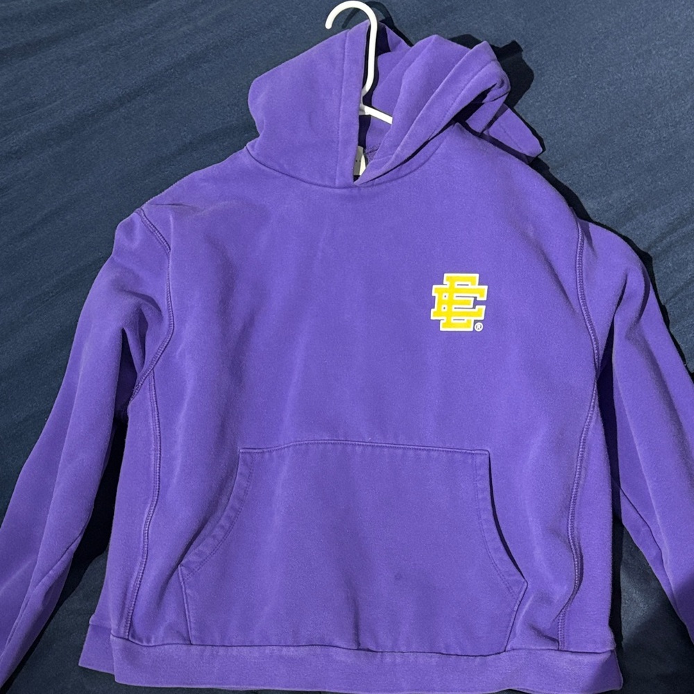 Eric Emanuel Purple Hoodie with Yellow Logo